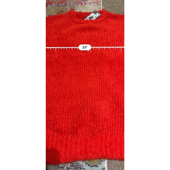 Future Collective Crewneck Relaxed Teddy Sweater Red Women’s Medium NWT - Picture 4 of 5